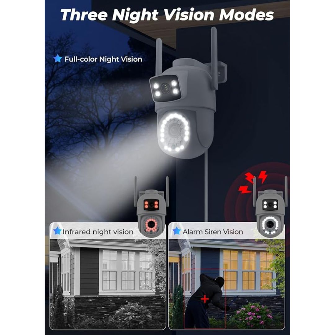 ANBIUX Dual Lens Outdoor Security Camera – 5× Zoom, Auto‑Tracking, 30 m Color Night Vision, Two‑Way Audio (IP66)