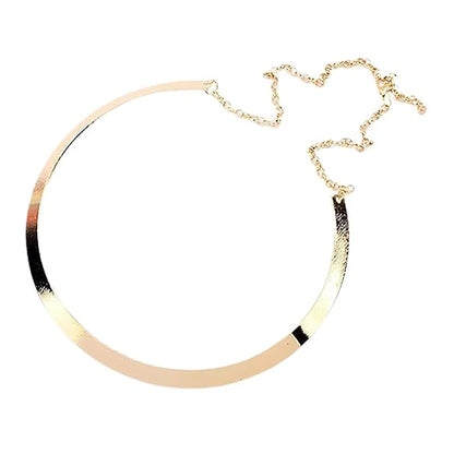 TBOP Gold-Plated U‑Shaped Choker Necklace – Chunky Paper‑Clip Chain, 12 cm Pendant