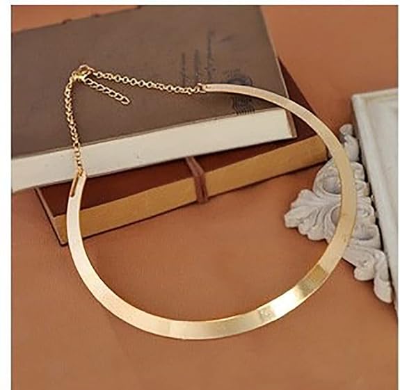 TBOP Gold-Plated U‑Shaped Choker Necklace – Chunky Paper‑Clip Chain, 12 cm Pendant