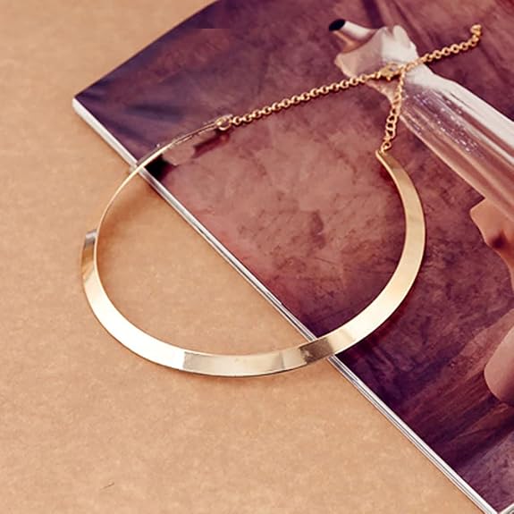 TBOP Gold-Plated U‑Shaped Choker Necklace – Chunky Paper‑Clip Chain, 12 cm Pendant