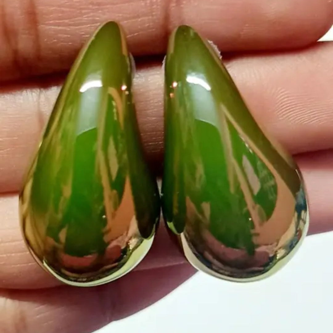Korean Green Waterdrop Earrings – Elegant Drop Design