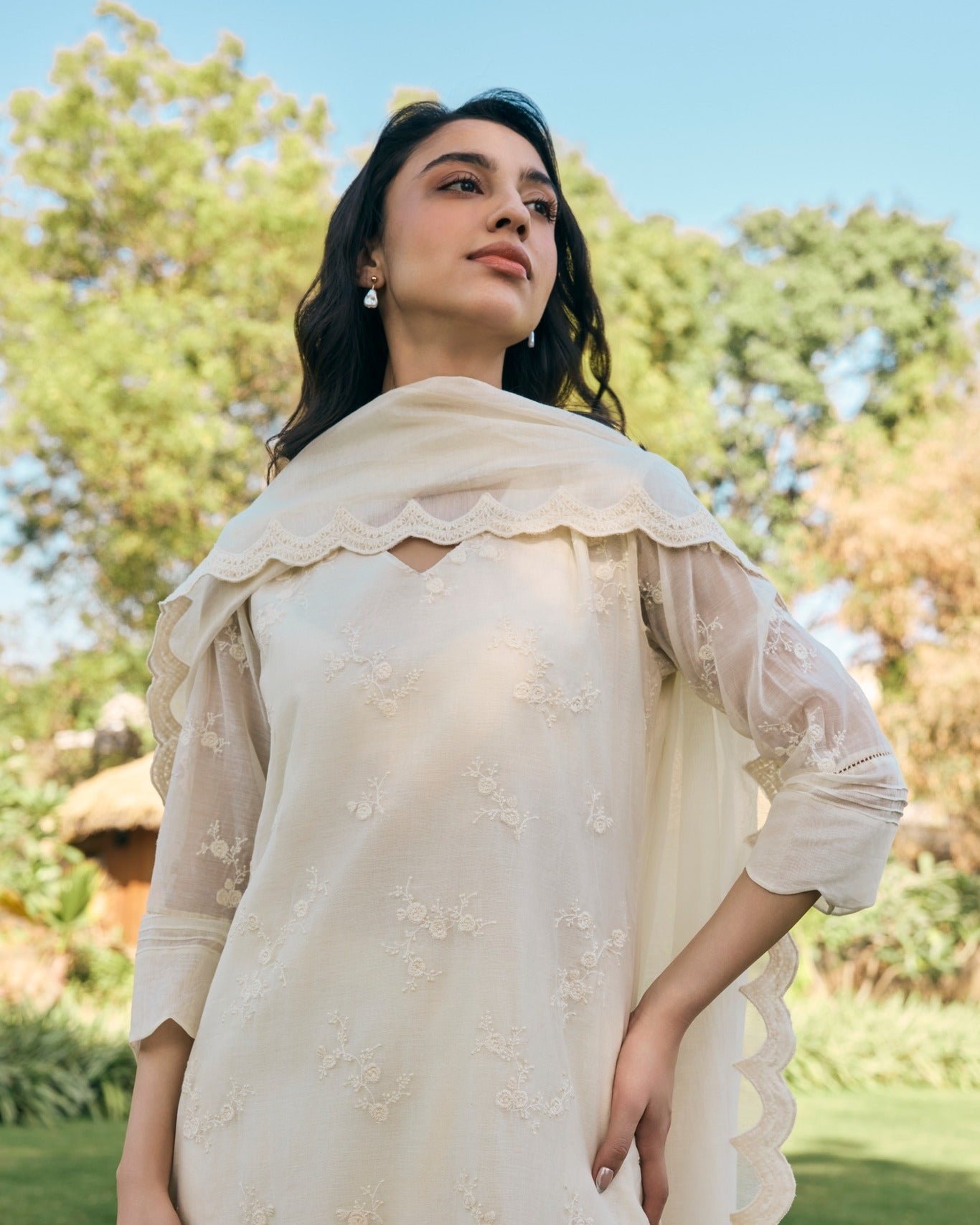 "Ivory Meadow Cotton Elegance"