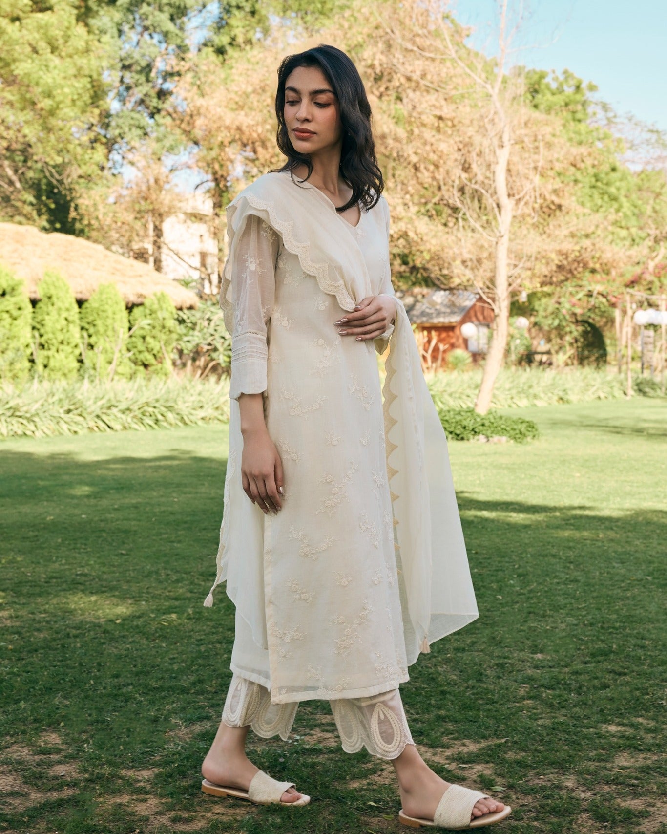 "Ivory Meadow Cotton Elegance"